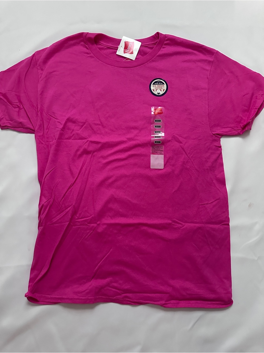 Hanes Men's Fuchsia Short-Sleeve Crew Neck Tee - Size M
